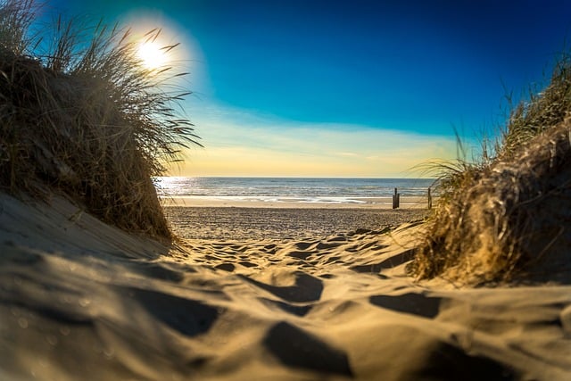 rantanäkymä dyynien välistä